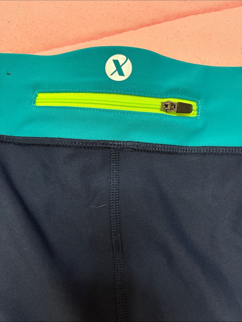Xersion Neon Lime and Navy Athletic Waistband Capri - Picture 4 of 4